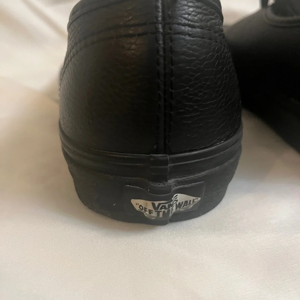 Vans Black Leather Shoes with Gold Accents - Picture 3 of 6